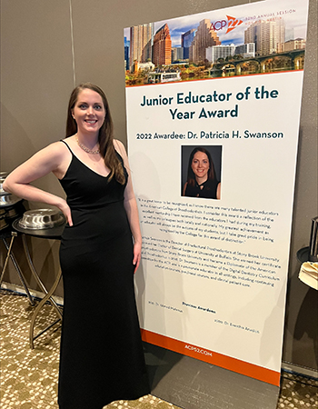 Dr. Patricia Swanson was named 2022 Junior Educator of the Year by the American College of Prosthodontists