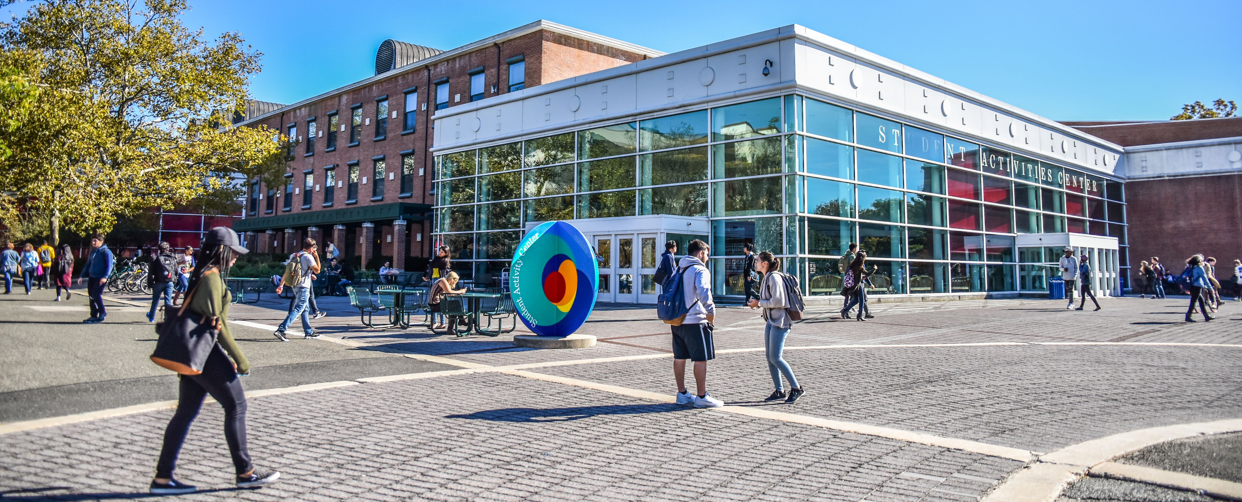 An exterior photo of Stony Brook University's Student Activities Center