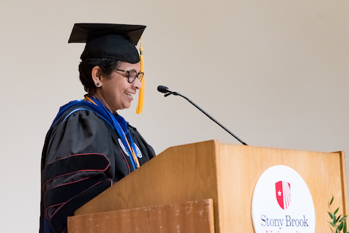 Latha Chandran, MD, MPH, was Distinguished Speaker for the 2018 Stony Brook School of Dental Medicine Commencement Ceremony