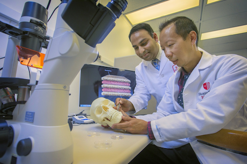 Dr. Srinivas Myneni and Dr. David Lam of Stony Brook School of Dental Medicine Shown in Lab