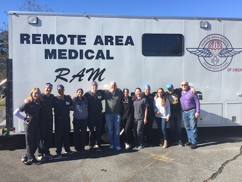 Stony Brook School of Dental Medicine Faculty and Staff Outside a Remote Area Medical Pop-up Clinic in Gloucester, VA