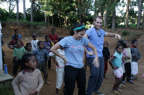 Stony Brook School of Dental Medicine Students, Brandon Gruffi and Taylor Truncali, Lead Children in Dance in Madagscar